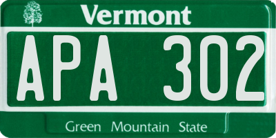 VT license plate APA302