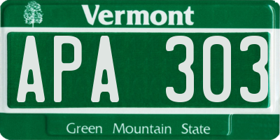 VT license plate APA303