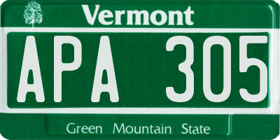 VT license plate APA305