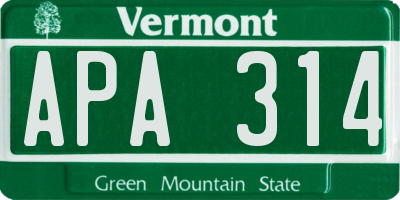 VT license plate APA314