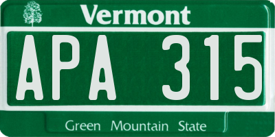 VT license plate APA315