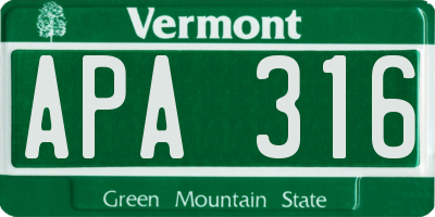 VT license plate APA316
