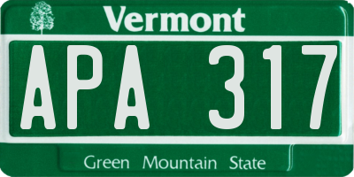 VT license plate APA317