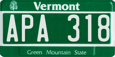 VT license plate APA318