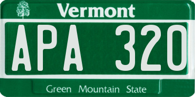 VT license plate APA320