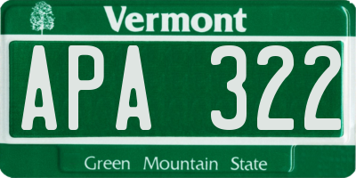 VT license plate APA322