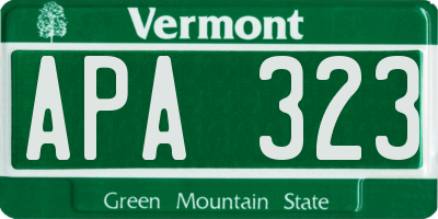 VT license plate APA323