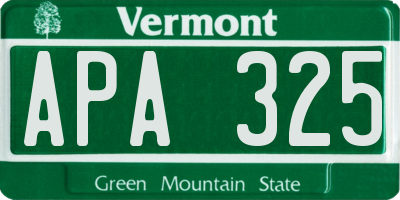 VT license plate APA325