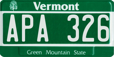 VT license plate APA326