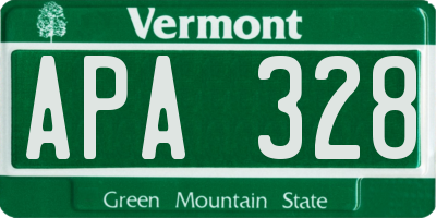 VT license plate APA328
