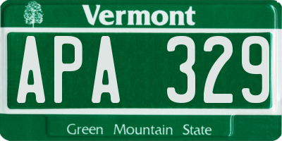 VT license plate APA329