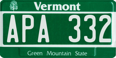 VT license plate APA332