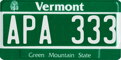 VT license plate APA333