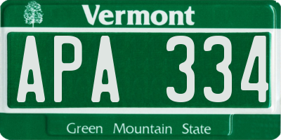 VT license plate APA334