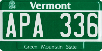 VT license plate APA336
