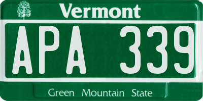 VT license plate APA339