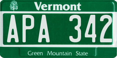 VT license plate APA342