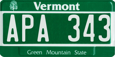VT license plate APA343