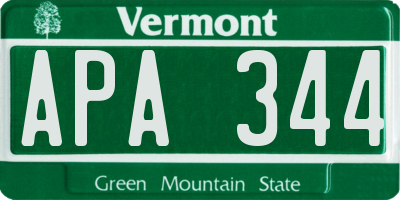 VT license plate APA344