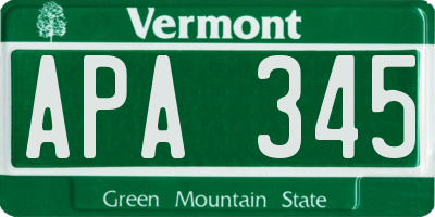 VT license plate APA345