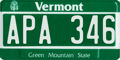 VT license plate APA346