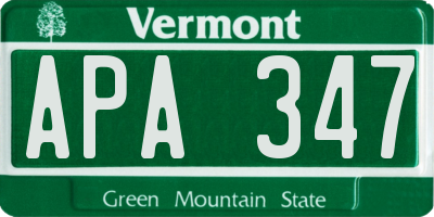VT license plate APA347