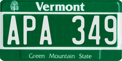 VT license plate APA349