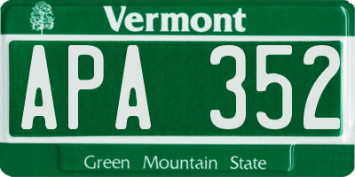 VT license plate APA352