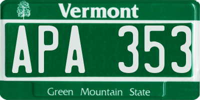 VT license plate APA353