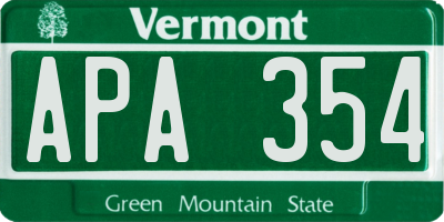 VT license plate APA354