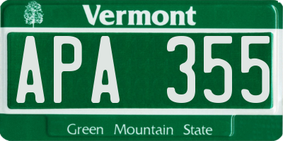 VT license plate APA355