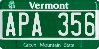 VT license plate APA356
