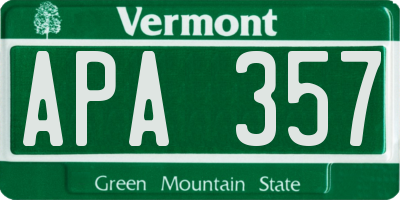 VT license plate APA357