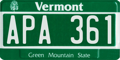 VT license plate APA361