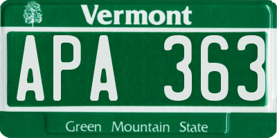 VT license plate APA363