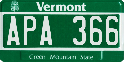 VT license plate APA366