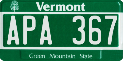 VT license plate APA367
