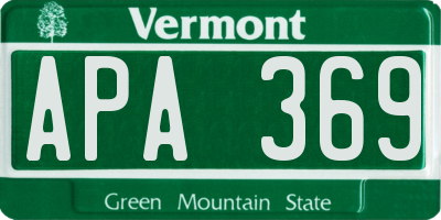 VT license plate APA369
