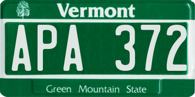 VT license plate APA372