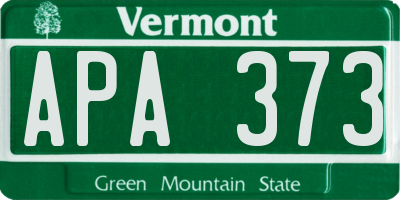 VT license plate APA373
