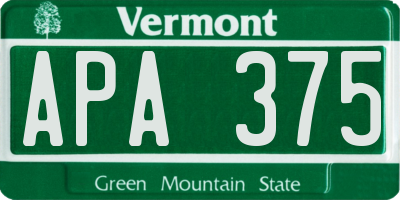 VT license plate APA375
