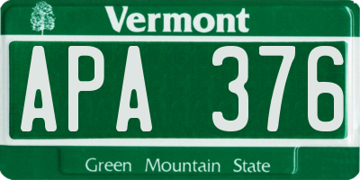VT license plate APA376