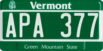 VT license plate APA377