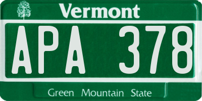 VT license plate APA378