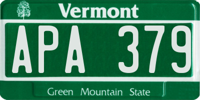 VT license plate APA379