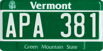 VT license plate APA381