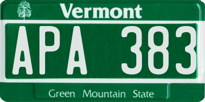 VT license plate APA383