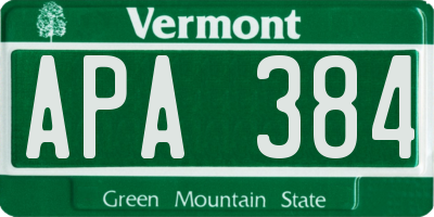 VT license plate APA384
