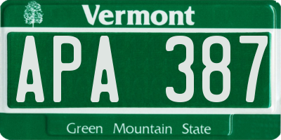 VT license plate APA387
