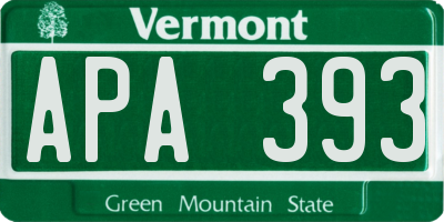 VT license plate APA393